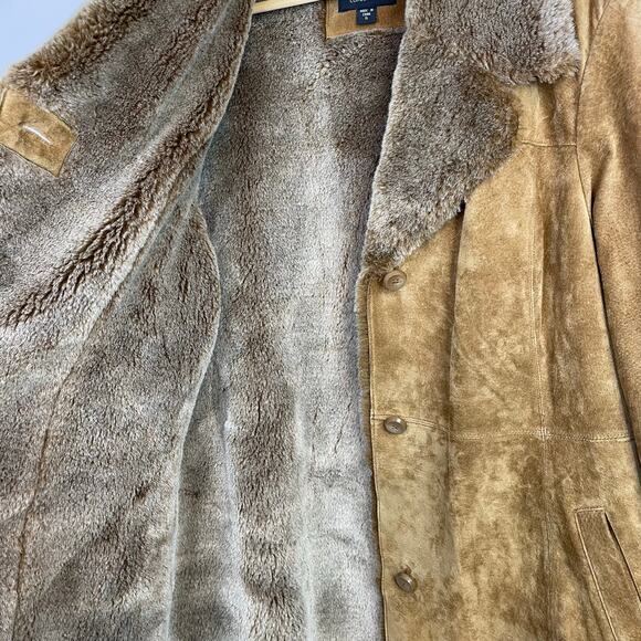 Bernardo Long Length Suede Leather faux Shearling Warm Winter Coat womens XL - Picture 8 of 13
